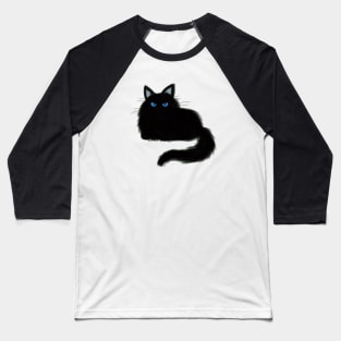 Black Fluffy cat Baseball T-Shirt